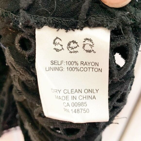 Sea New York Eyelet and Lace Sleeveless Top Black Peplum Style Women’s Size 0 - Picture 5 of 10